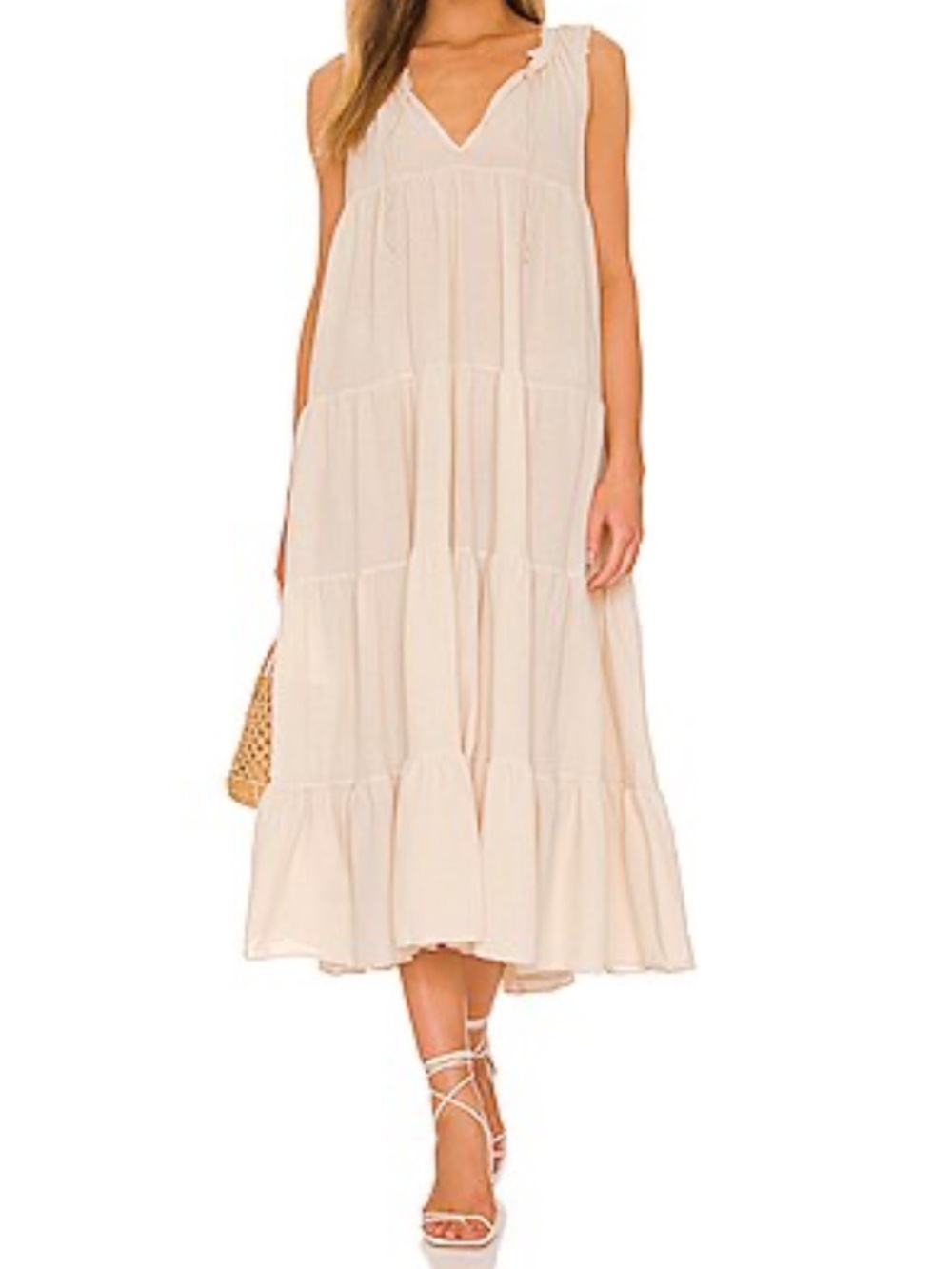 NWT 9SEED LIGHTHOUSE BEACH MAXI DRESS OATMEAL M/L
